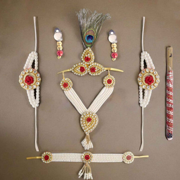 Krishna Shringhar Set (For kid) – Stonework with Artificial Red Rose