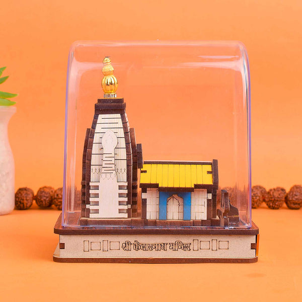 Shri Kedarnath Dham Temple Plywood Showpiece – Wooden Spiritual Decor